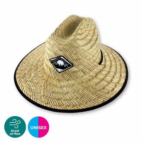 Wide Brim Straw Surf / Beach / Gardening Unisex Hat Adjustable Strap