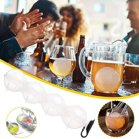 4 Hole Ice Ball Modle Maker For Whiskey Cocktail FruitPopsicles IcedTea Reusable