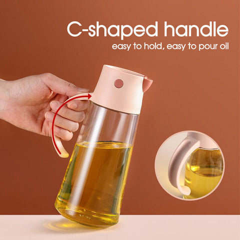 630ML Auto Flip Olive Oil Glass Bottle Dispenser Leakproof Gadget Cooking Tool