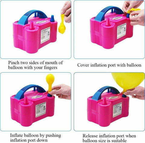 Electric Balloon Pump Inflator 600W Power 2 Nozzles Portable