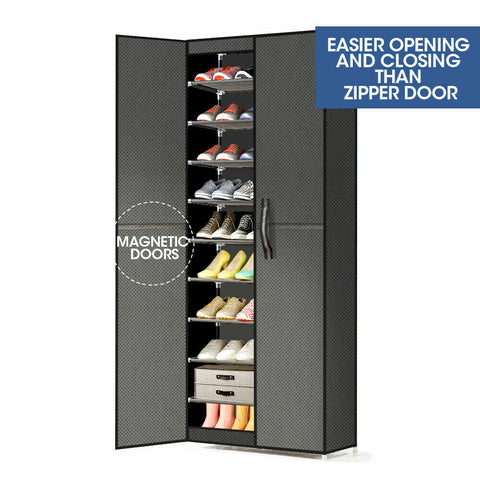 10 Tiers Shoe Rack Stackable Fabric Cabinet Storage Holder Wardrobe Organiser AU