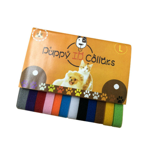 Pet Puppy Kitten 12 Colours Whelping ID Collar Bands Identification Collar Tags