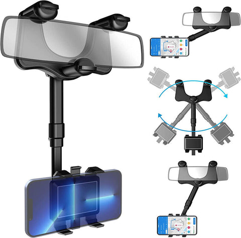 360°Car Rear View Mirror Mount Holder Retratable GPS Stand Universal for iPhone