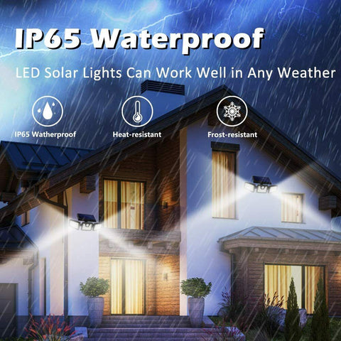 74LEDs 3 Head Solar Motion Sensor Light Outdoor Garden Wall Security Flood Lamp