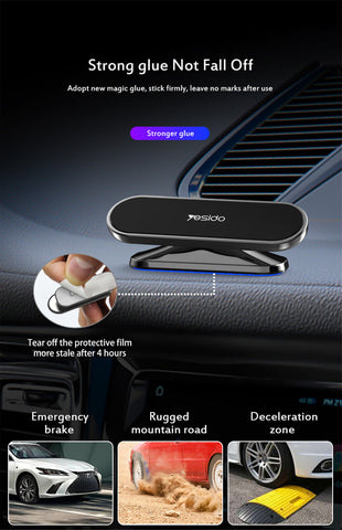 360° Rotate Universal Magnetic Car Mount Dash Phone Holder for iPhone Galaxy GPS