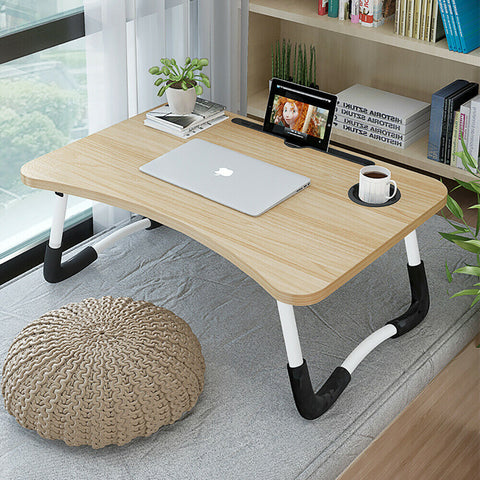 Laptop Stand Table Foldable Desk Computer Study Bed Adjustable Portable Cup Slot