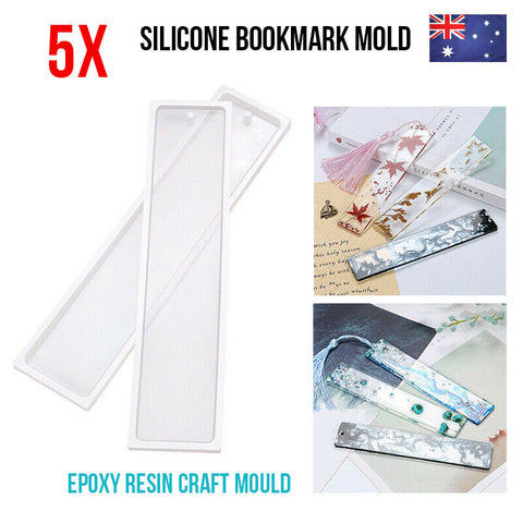 5pcs Rectangle Silicone Bookmark Mold DIY Epoxy Resin Craft Mould Making Tool AU