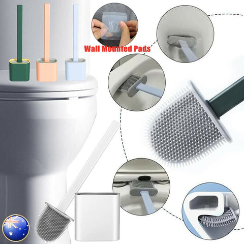 Bathroom Silicone Bristles Toilet Brush with Holder Creative Cleaning Brush Set