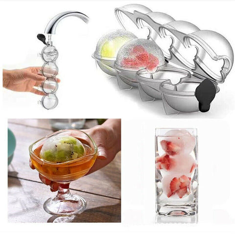4 Hole Ice Ball Modle Maker For Whiskey Cocktail FruitPopsicles IcedTea Reusable