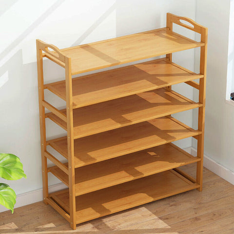 3 4 5 6 Tier Layer Shoe Rack Bamboo Wooden Shelf Stand Storage Organizer