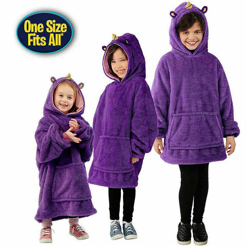 KIds Blanket Hoodie Comfy Ultra Plush Sweatshirt Hug Warm Fleece With Hooded AU