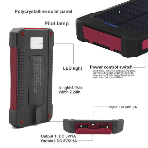 50000mah Dual USB Solar Power Bank Portable External Battery Phone Charger AU