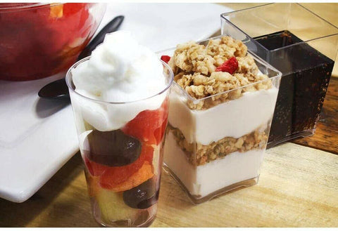 Small Plastic JELLY Mousse CUPS Clear Party Dessert Cake Shot Drink Tumbler Bowl