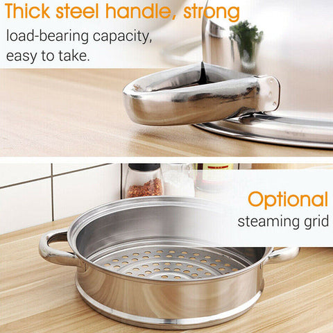 4 /5 Tier Stainless Steel Steamer Meat Vegetable Cooking Steam Pot Cookware AU
