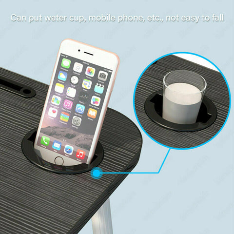 Laptop Stand Table Foldable Desk Computer Study Adjustable Portable Cup Slot NEW