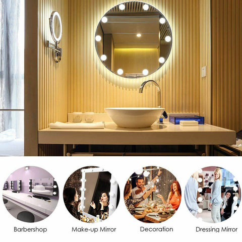 Vanity Light LED Make Up Mirror Lights 10 Bulbs Dimmable Lamp Hollywood Style