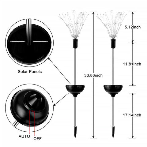 2X White/ Colorful Fireworks LED Fairy String Lights Starburst Solar Garden AU