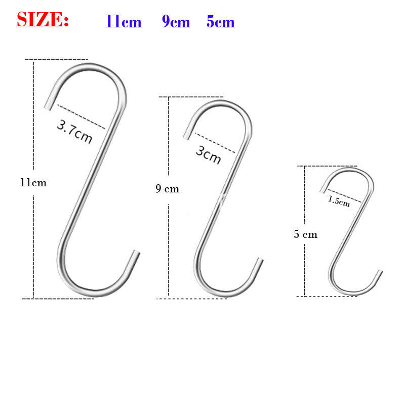 25x S Shape Hooks Kitchen Hanger Rack Clothes Hanging Holders