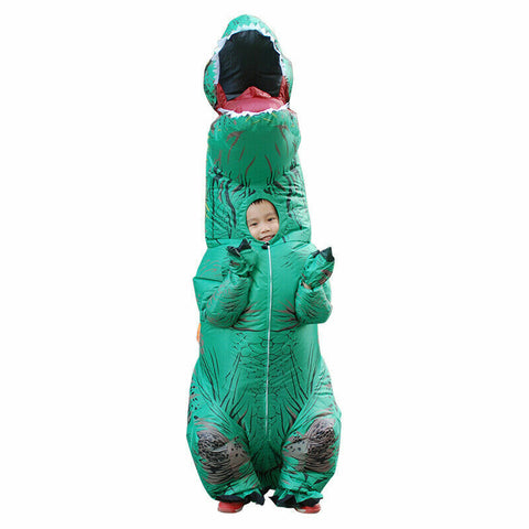 Child Inflatable Trex Dinosaur Costume Kids Boys Jurassic Blow Up T-Rex Green
