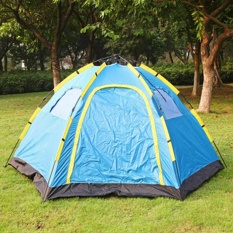 6 PERSON INSTANT POP UP T CAMPING TENT EASY SETS HIKING CAMPING OUTDOOR BLUE CAMO