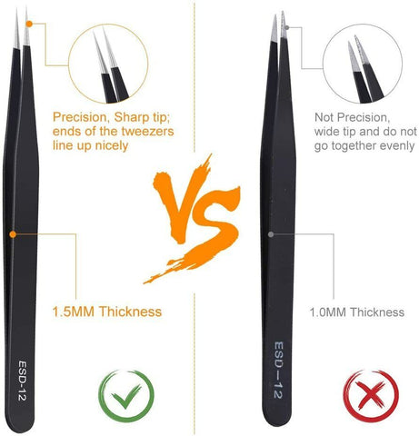 6 Pcs ESD Anti-Static Tweezer Set Tweezers Maintenance Tool Stainless Steel AU