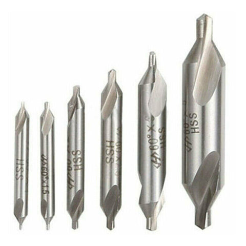 6PCS Combined Center Drill Countersink Bit Lathe Mill Tackle Kit High Speed NEW