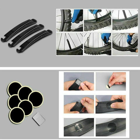 Bike Repair Multi Tool 16PCS Mountain Bicycle Puncture Saddle Bag Tyre Patches