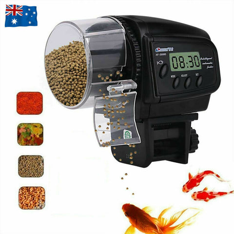 Automatic Digital Fish Feeder Holiday Timer Auto Pet Feeding Pond Tank Dispense