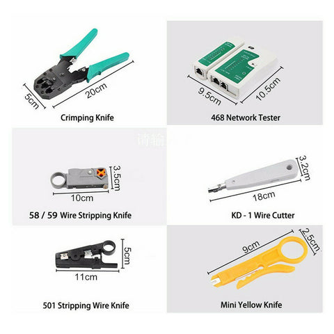 Analyzer Network Cable Tool Kit LAN Crimper Down Wire Stripper Cat5 6 RJ45 BAG