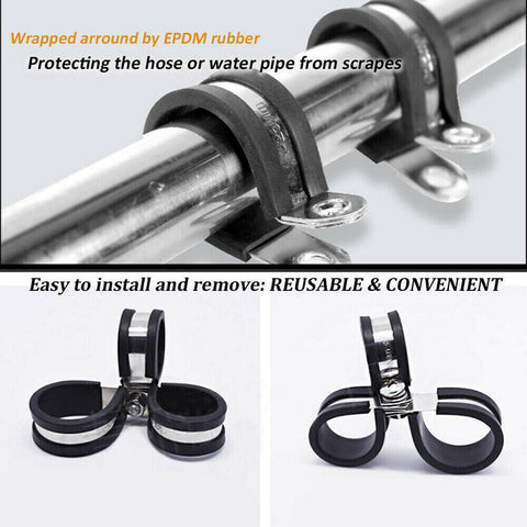 Set 42X EPDM Rubber Lined P Clips Cable Hose Pipe Clamps Holder Air Clip Clamp