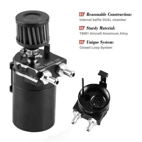 Oil Catch Can Breather Universal Baffled Diesel Reservoir Tank Petrol Filter