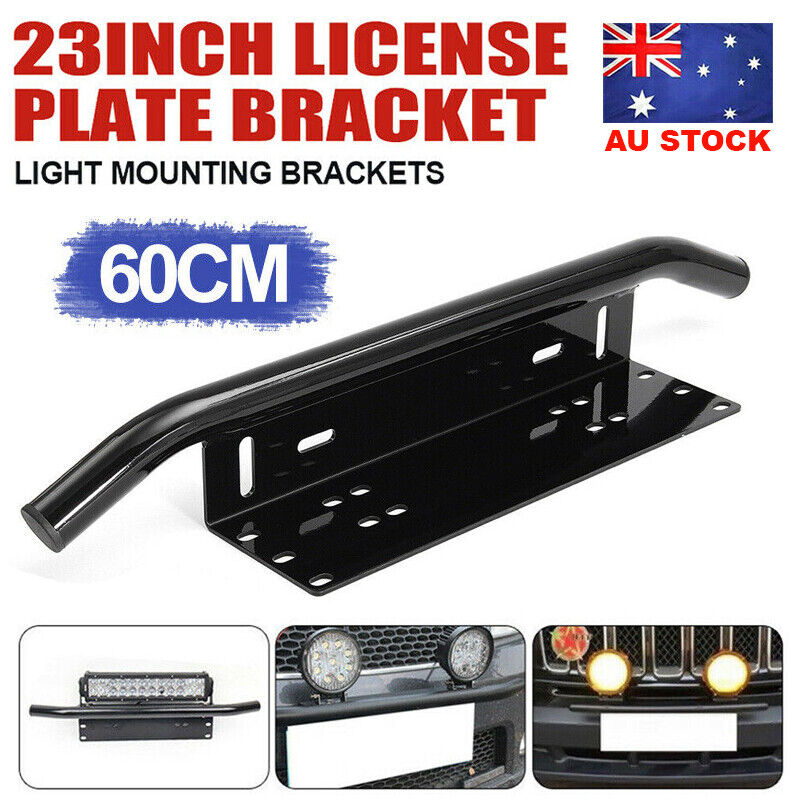 23" License Number Plate Frame Holder Bull Bar Bumper Mount Light LED Bracket