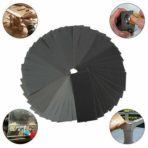 72PCS Sandpaper Mixed Wet And Dry Waterproof 400-3000 Grit Sheets Assorted Wood