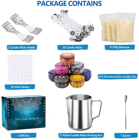 DIY Candle Making Kit Supplies Wax Melting Craft Pot Wicks Tool Set Gift 122PCS