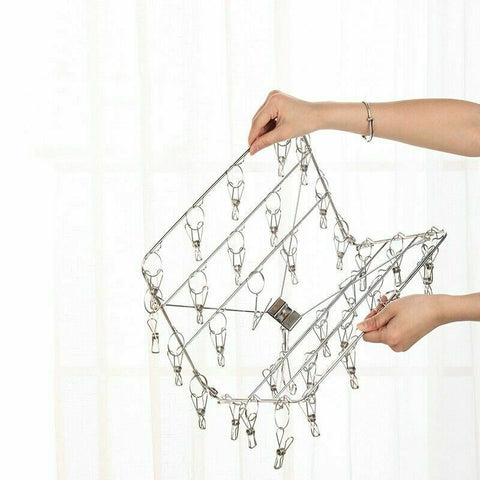 40/52/55 Pegs Stainless Steel Laundry Sock Underwear Clothes Dryer Rack Hanger