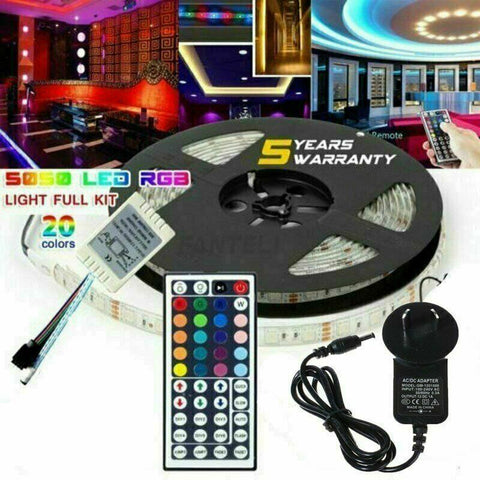 5M RGB 5050 LED Strip light SMD 44 Key Waterproof Remote 12V AU Power Full Kit