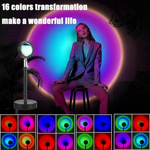 16Colors Rainbow Sunset Projection Lamp LED Modern Romantic Remote Control Light