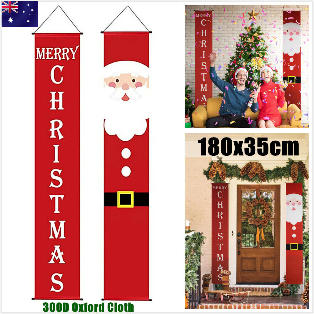 Christmas Porch Sign Oxford Santa Wall Door Banner Party Hanging Tree Decoration