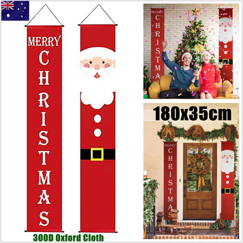 Christmas Porch Sign Oxford Santa Wall Door Banner Party Hanging Tree Decoration