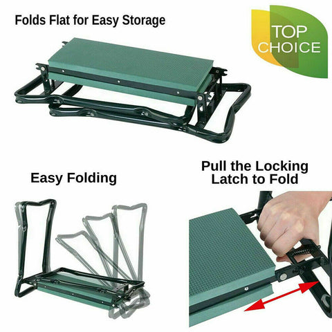 2 in1 GARDEN KNEELER PADDED PAD SEAT STOOL GARDENING WORK 6 TOOLS + 2 POUCHES