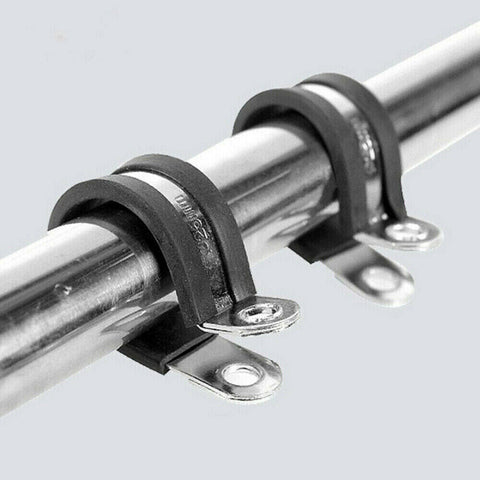 Set 42X EPDM Rubber Lined P Clips Cable Hose Pipe Clamps Holder Air Clip Clamp