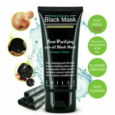 Face Mask Nose Blackhead Acne Pore Deep Remover Clean Peel Off Black Mud