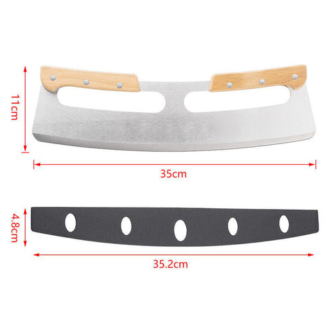 Kitchen Stainless Steel Pizza Cutter Rocker Blade Slicer 35CM +Protective Cover