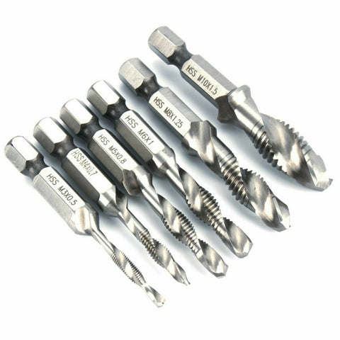 6X HSS Hex Shank Tap Drill Bits Metric Thread Screw Compound Tapping Set Tool AU