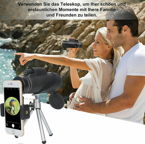 Durable Portable Telescope Monocular Travel Low Light Vision Phone Clip +Tripod