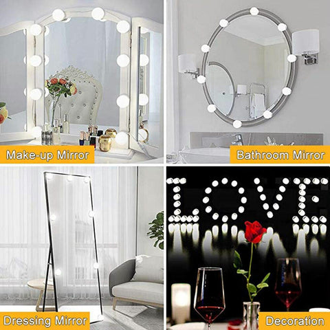 Vanity Light LED Make Up Mirror Lights 10 Bulbs Dimmable Lamp Hollywood Style