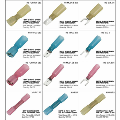 240PCS Heat Shrink Wire Connectors Electrical Crimp Marine Automotive Terminals