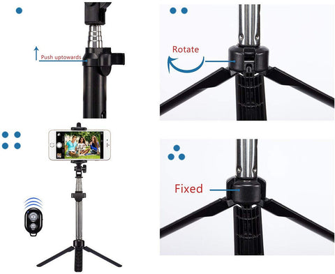 Unipod Selfie Stick Handheld Tripod Bluetooth Shutter Remote For Phone Universal