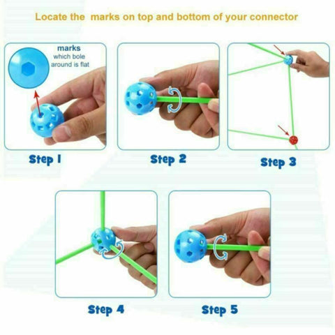 Kids Construction Fort Building Kit 175pcs Castles 3D Play House Tent Toy Gift