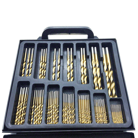 99PCS HSS Metric 1.5-10mm Titanium Coated Drill Bit Set Metal Wood Plastic New